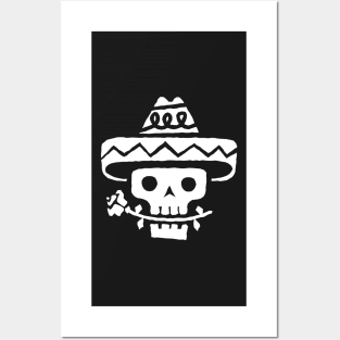 Just a White Skull in Sombrero Posters and Art